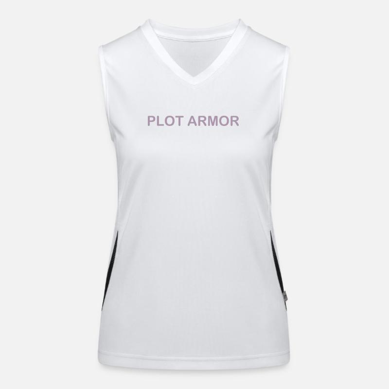 Lustige Sprüche über Plot Armor im Kino Funktionelles Kontrast-Tank Top für Frauen