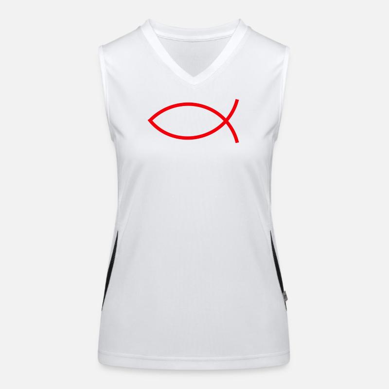 Jésus poisson Ichthys poisson poisson poisson Débardeur respirant contrasté Femme