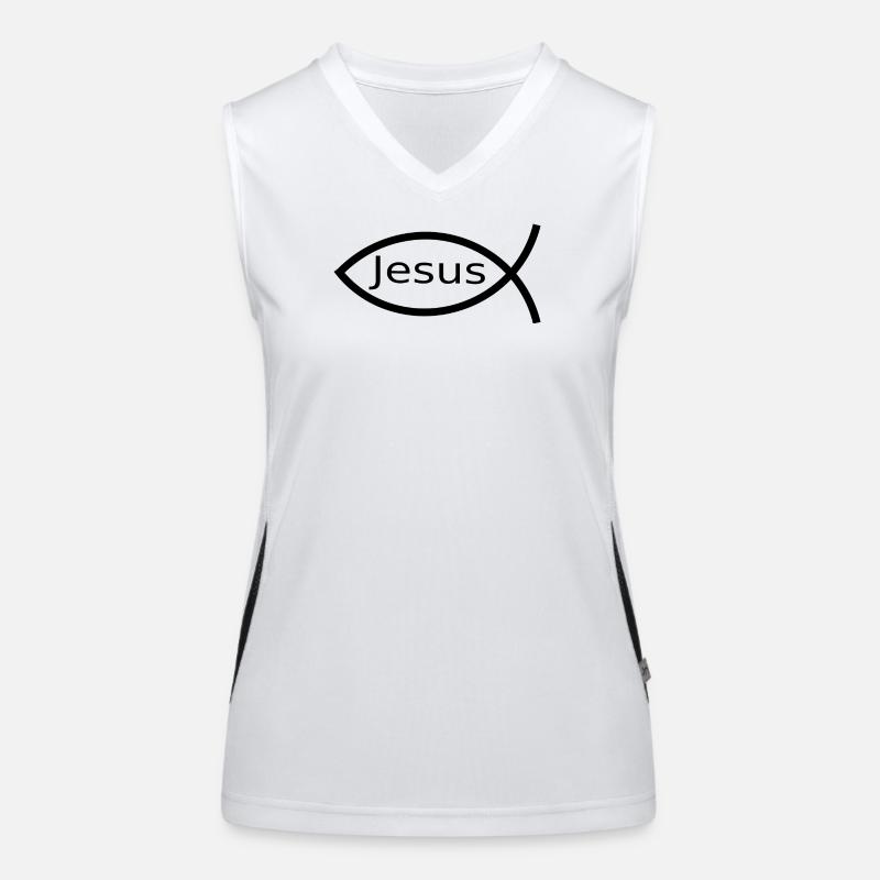 Jesus Fish Black Ichthys Fish Fish Women's Functional Contrast Tank Top