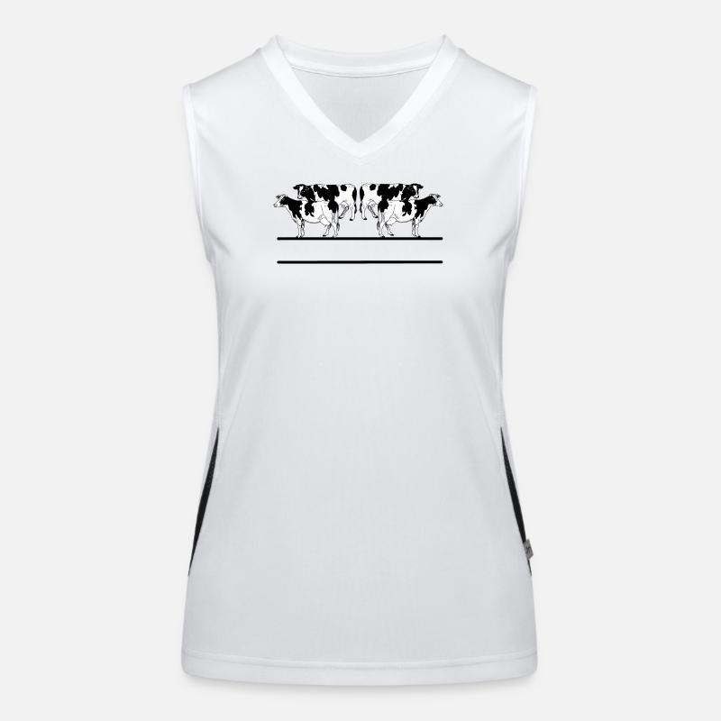 Schwarz-Weiß-Monogramm mit vier Kühen Funktionelles Kontrast-Tank Top für Frauen