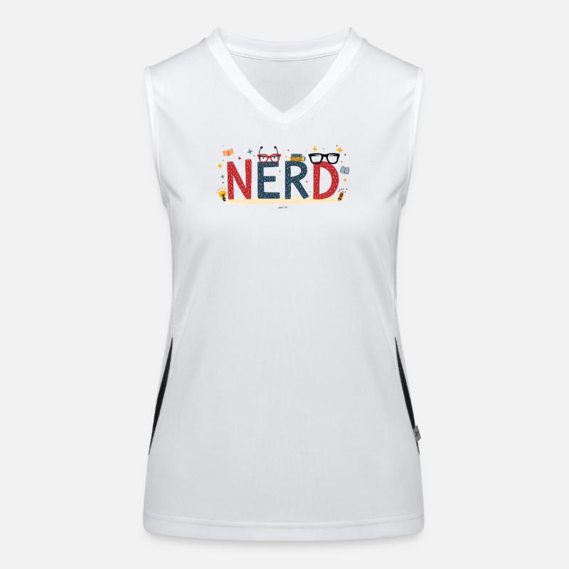 Nerd en lettres géantes et lunettes Débardeur respirant contrasté Femme