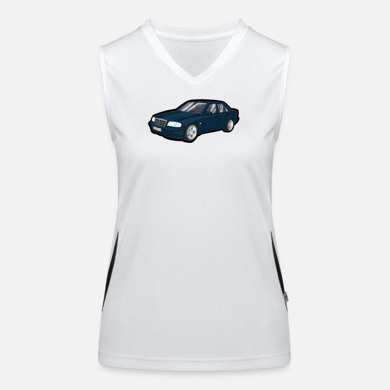 Blauer Oldtimer Cartoon Auto Funktionelles Kontrast-Tank Top für Frauen