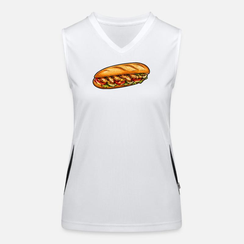 Freshly filled baguette sandwich Women's Functional Contrast Tank Top