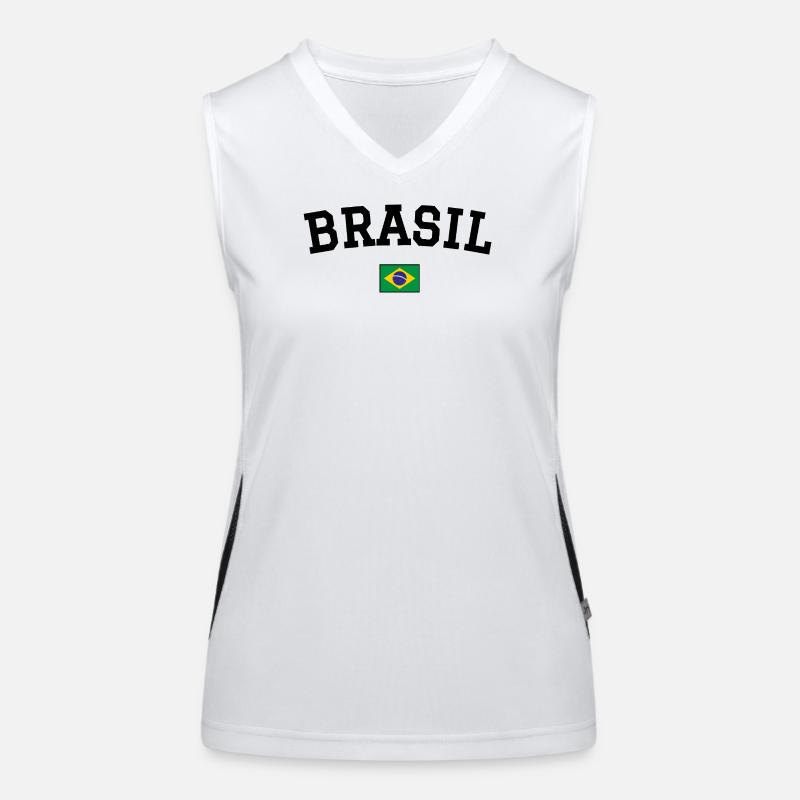 Drapeau du Brésil Noir Débardeur respirant contrasté Femme
