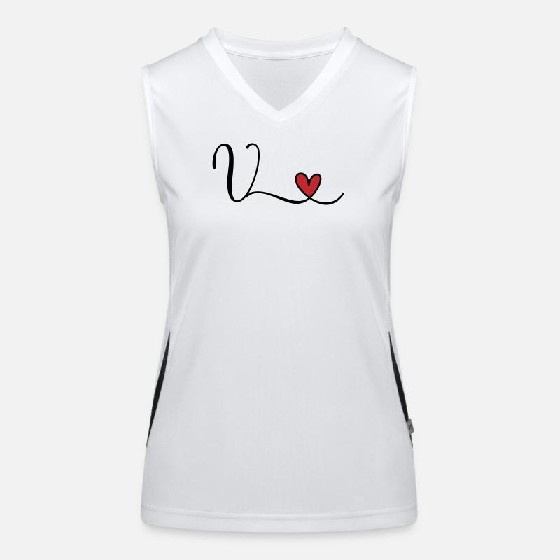 Buchstabe V Monogramm Initiale Herz Funktionelles Kontrast-Tank Top für Frauen