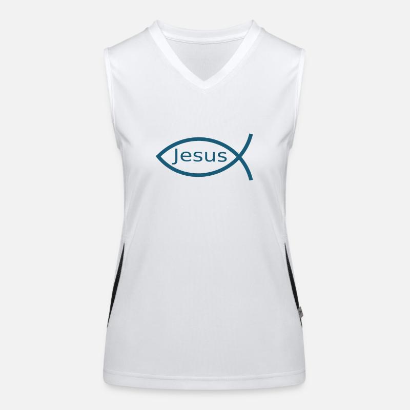 Jesus fish Ichthys fish fish Women's Functional Contrast Tank Top