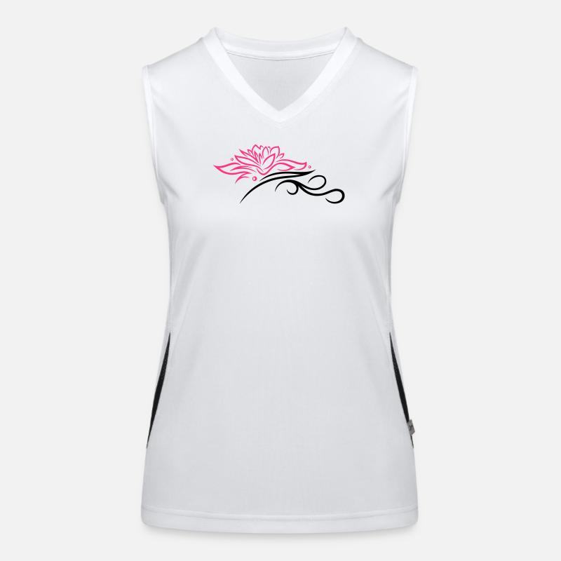 Large lotus flower with small tribal. Women's Functional Contrast Tank Top