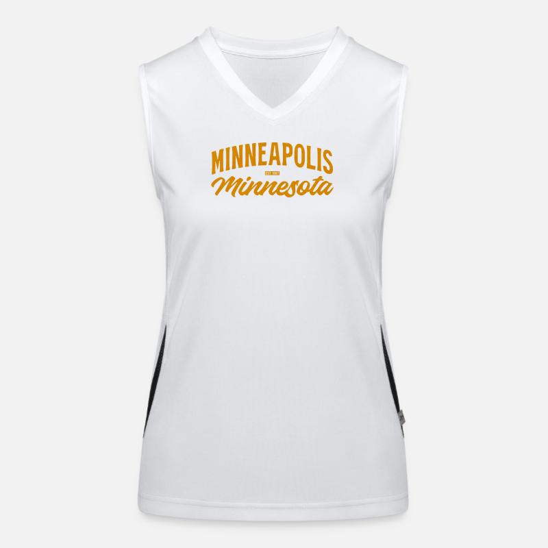Minneapolis Script Vintage Orange Funktionelles Kontrast-Tank Top für Frauen