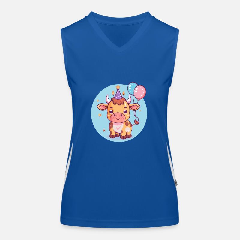 Stier Geburtstag Comic Funktionelles Kontrast-Tank Top für Frauen