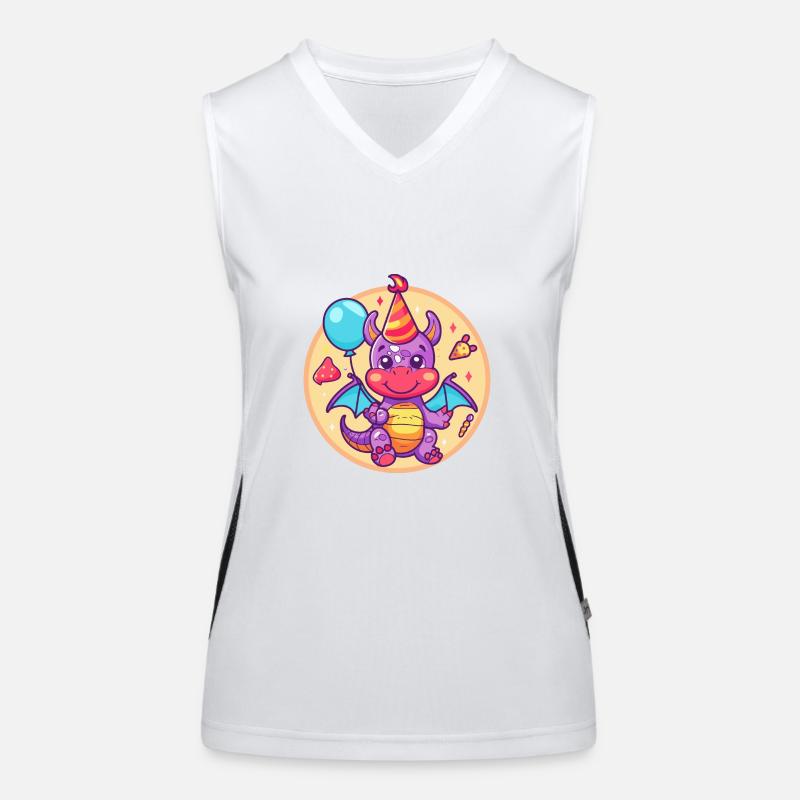 Drache Geburtstag Comic Funktionelles Kontrast-Tank Top für Frauen