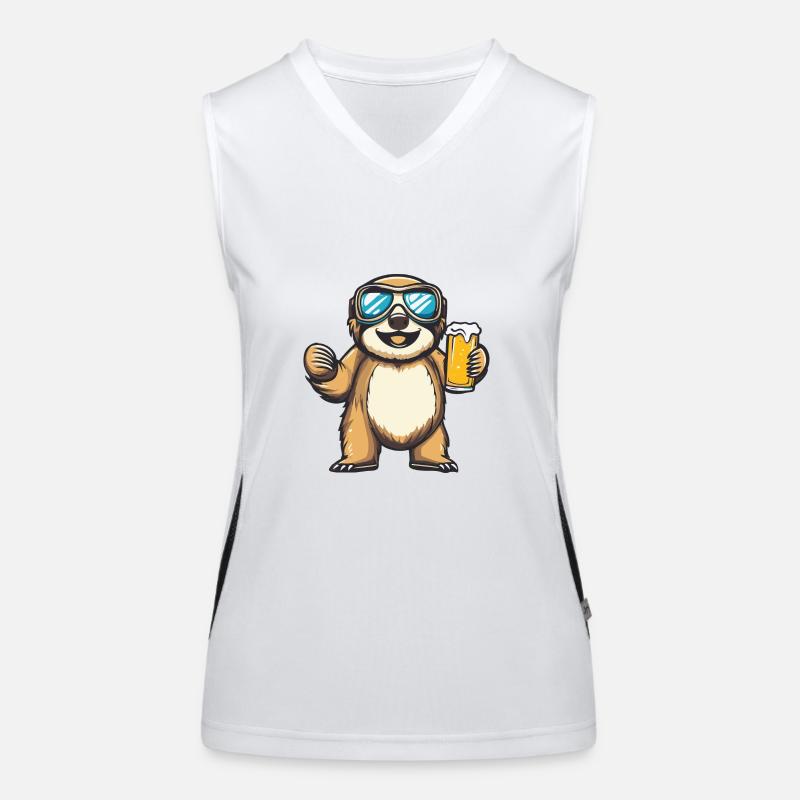 Sloth Ski Beer Women's Functional Contrast Tank Top
