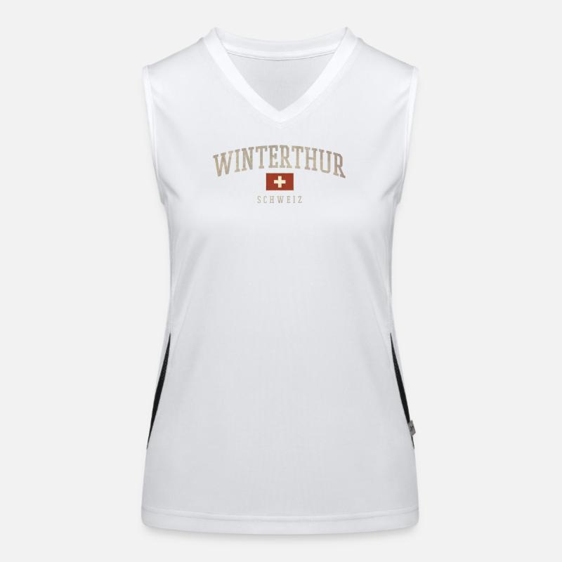 Tee du drapeau suisse de l’arc de Winterthur Débardeur respirant contrasté Femme