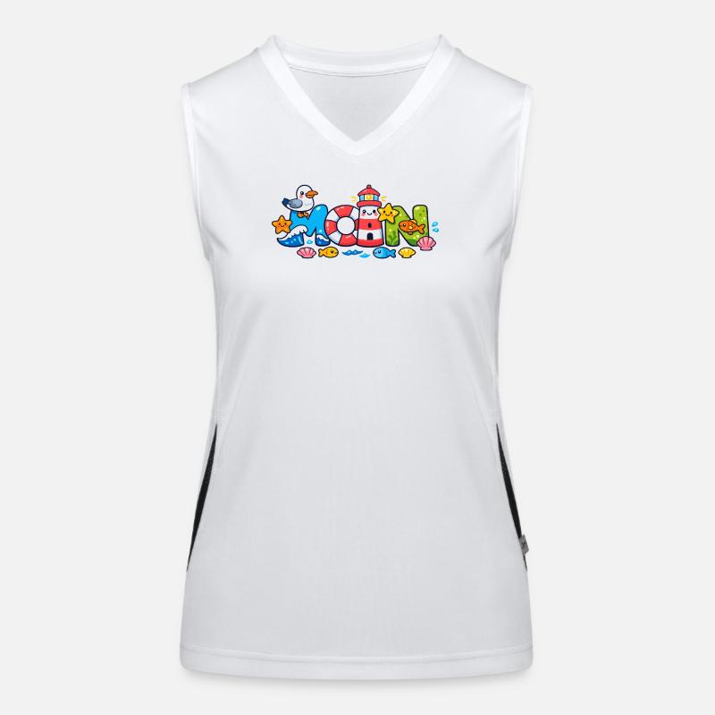 MOIN Möwe Leuchtturm Maritim Bunt Funktionelles Kontrast-Tank Top für Frauen