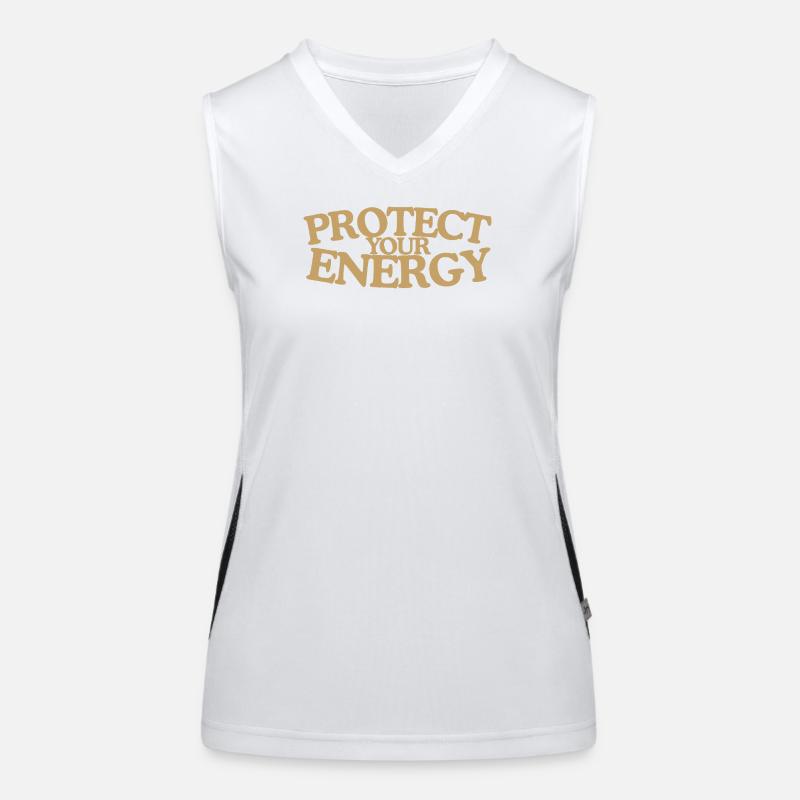 Protect your energy Retro Saying Design Women's Functional Contrast Tank Top