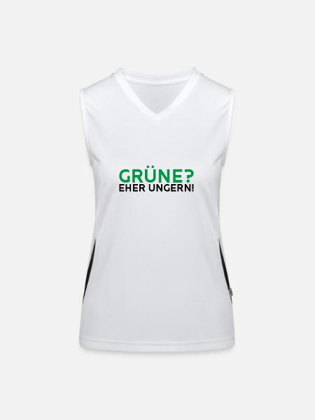 Grüne? Eher ungern! - Funktionelles Kontrast-Tank Top für Frauen - Weiß/Schwarz - Vorne
