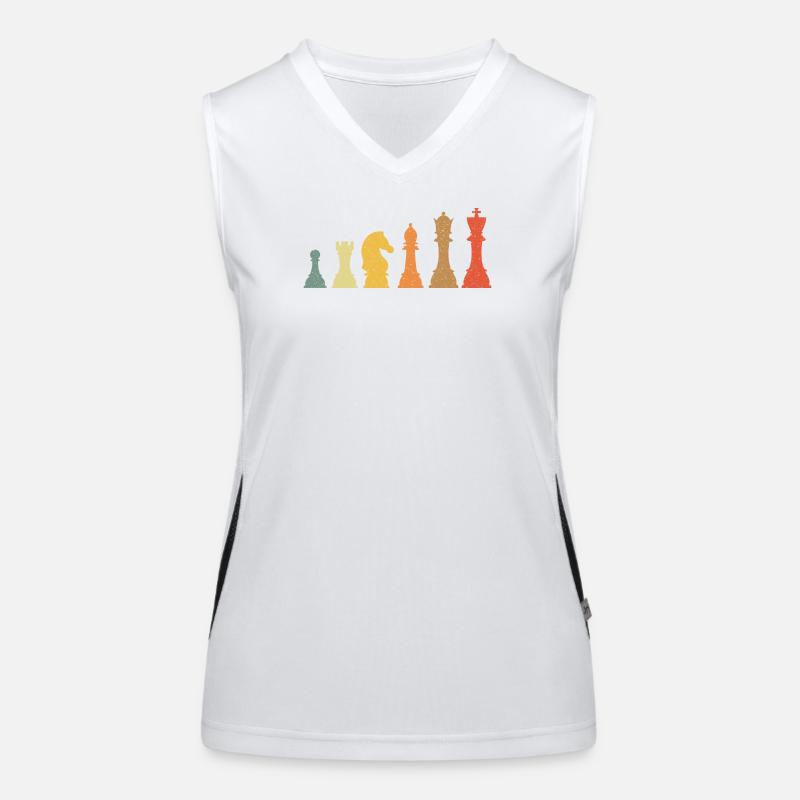 Schach Evolution Vintage Retro Funktionelles Kontrast-Tank Top für Frauen