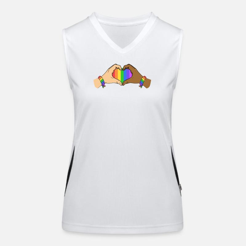 Pride Heart Hands Unity Rainbow Love Support Art Débardeur respirant contrasté Femme