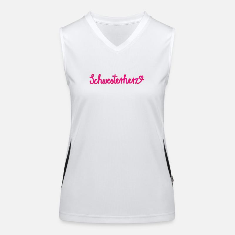 Schwesterherz - Geschenk mit Herz Funktionelles Kontrast-Tank Top für Frauen