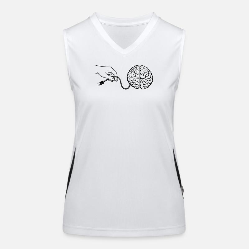 Brain Head Cable Connector Artificial Intelligence Women's Functional Contrast Tank Top