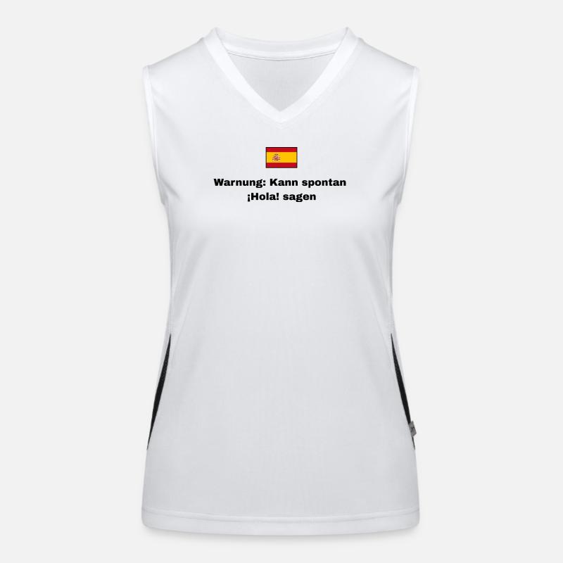 Spanien Flagge, Schwarze Schrift Funktionelles Kontrast-Tank Top für Frauen