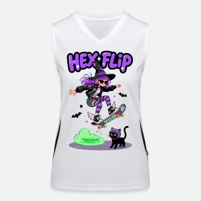 Hex Flip Witch Skateboard Design Women's Functional Contrast Tank Top