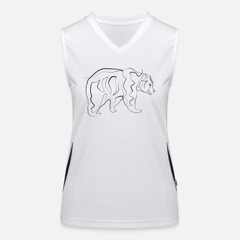 Bear - one line drawing Women's Functional Contrast Tank Top