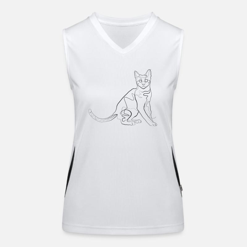 Cat - one line drawing Women's Functional Contrast Tank Top