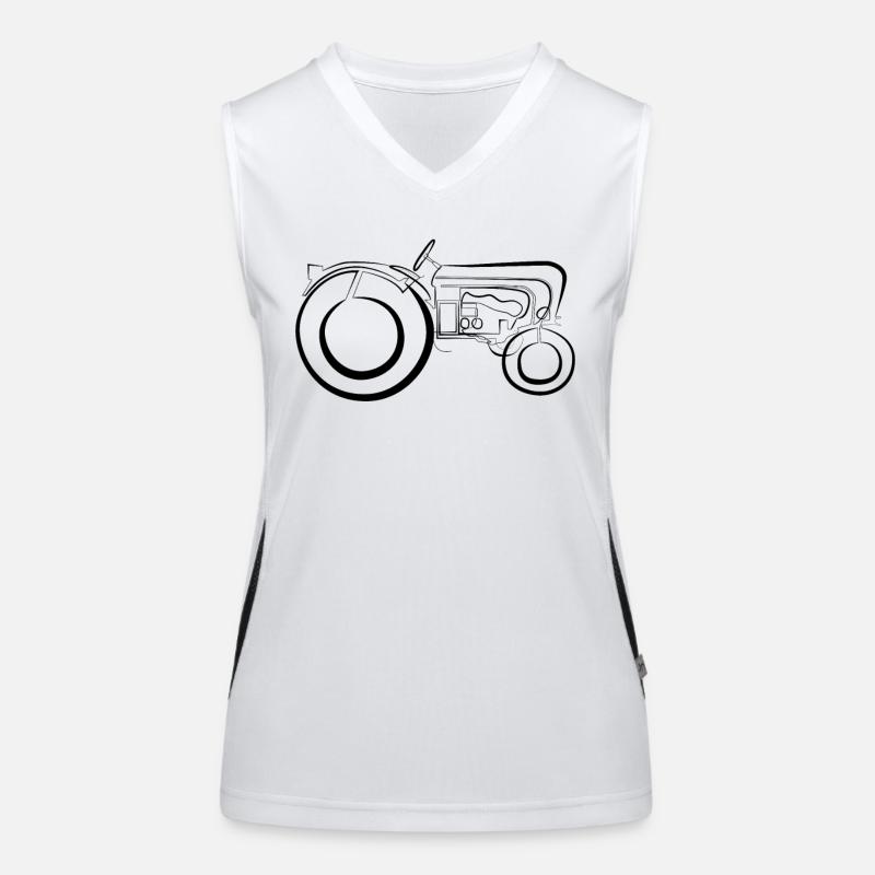 Oldtimer Traktor - one line drawing Funktionelles Kontrast-Tank Top für Frauen