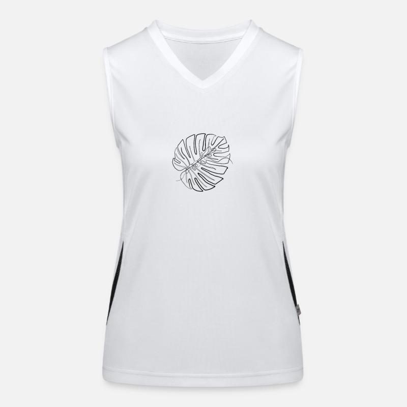 Monstera leaf - one line drawing Women's Functional Contrast Tank Top