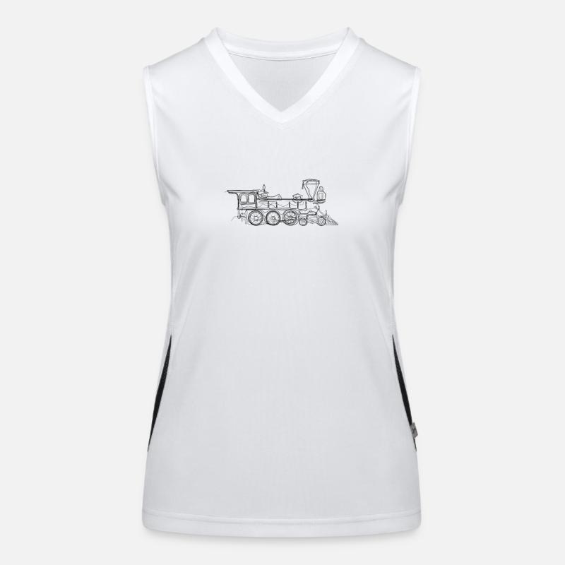 Locomotive train - one line drawing Women's Functional Contrast Tank Top