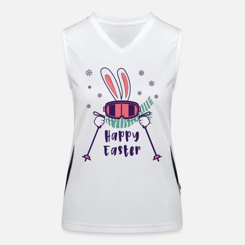 Happy Easter from Skiing Rabbit with ski poles Women's Functional Contrast Tank Top