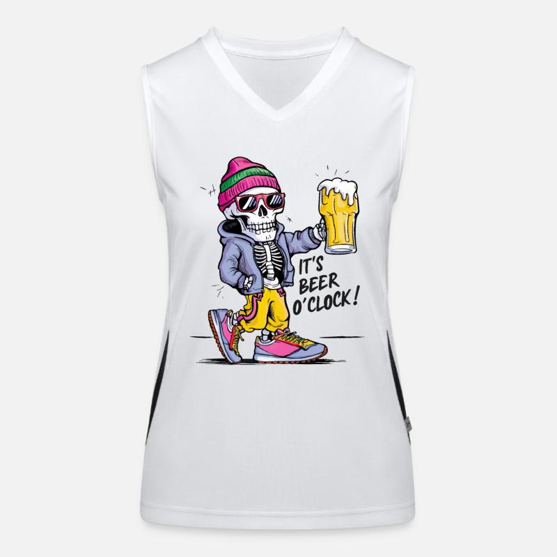 It's beer o'clock Funny Skeleton Women's Functional Contrast Tank Top