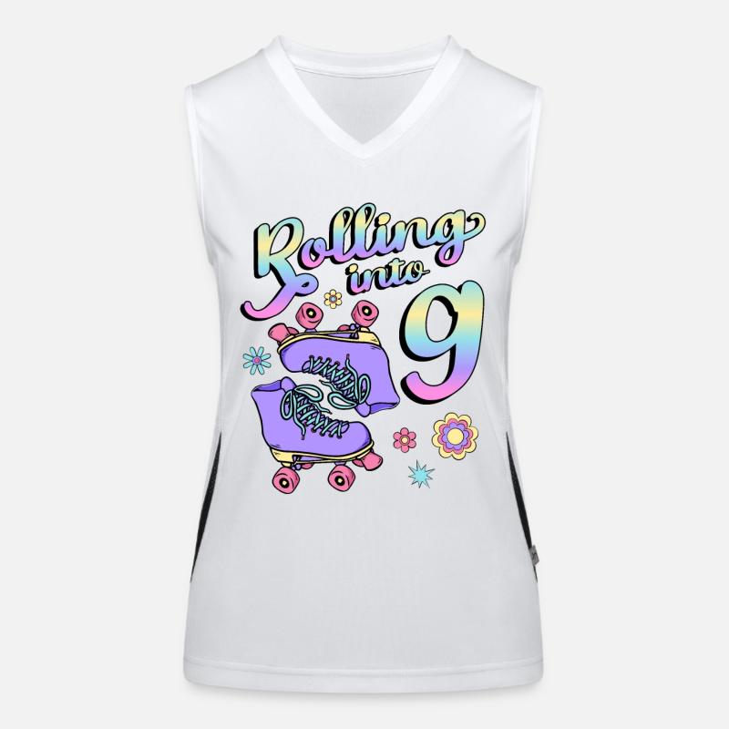 Rouler dans 9 Roller Skaters Floral 9ème année Débardeur respirant contrasté Femme