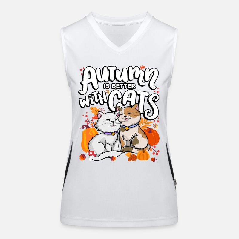 Herbst Ist Besser Mit Katzen Herbstsaison Funktionelles Kontrast-Tank Top für Frauen