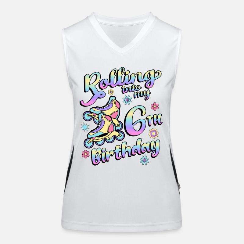 Rouler dans mon 6e anniversaire Roller Skater Inline Débardeur respirant contrasté Femme