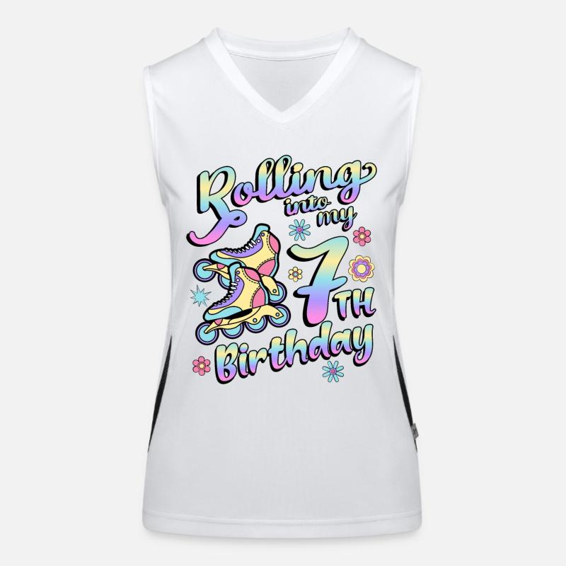 Rouler dans mon 7e anniversaire Roller Skater Inline Débardeur respirant contrasté Femme