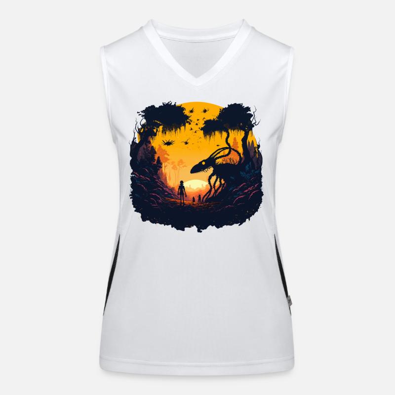 Strano alieno Top sportivo da donna in contrasto cromatico