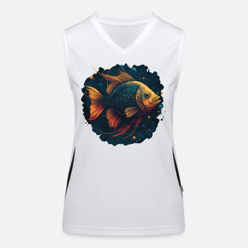 Colored Fish Illustration Women's Functional Contrast Tank Top