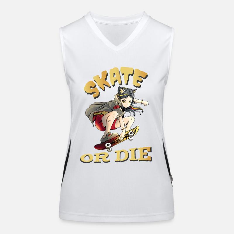 Skate oder stirb Skateboarder Anime Mädchen Funktionelles Kontrast-Tank Top für Frauen
