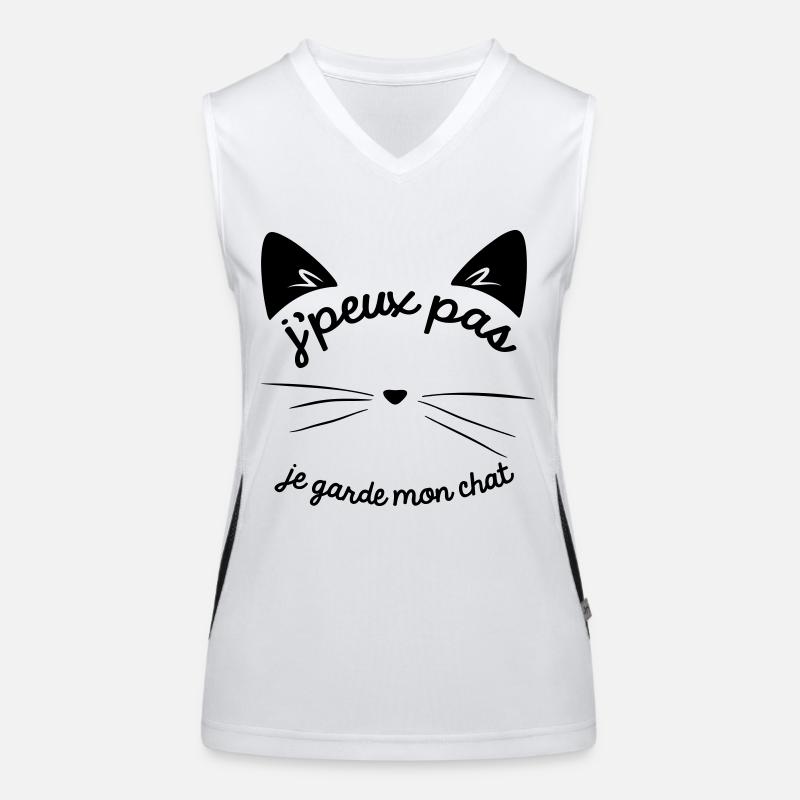 Je peux pas je garde mon chat Débardeur respirant contrasté Femme