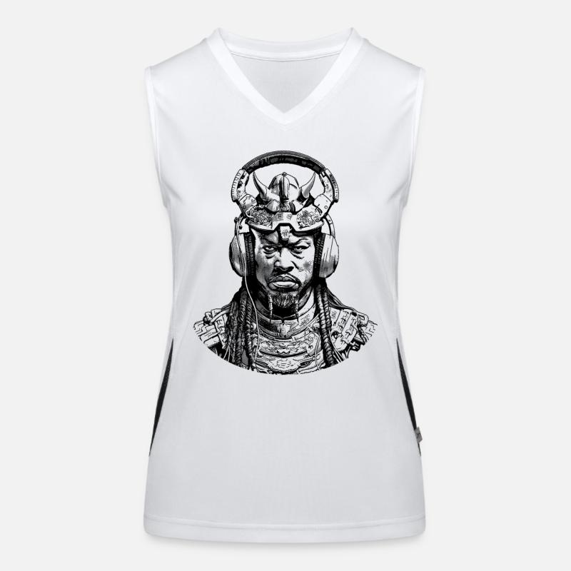 Zukunfts-Samurai im Anime-Stil: Krieger der Musik Funktionelles Kontrast-Tank Top für Frauen