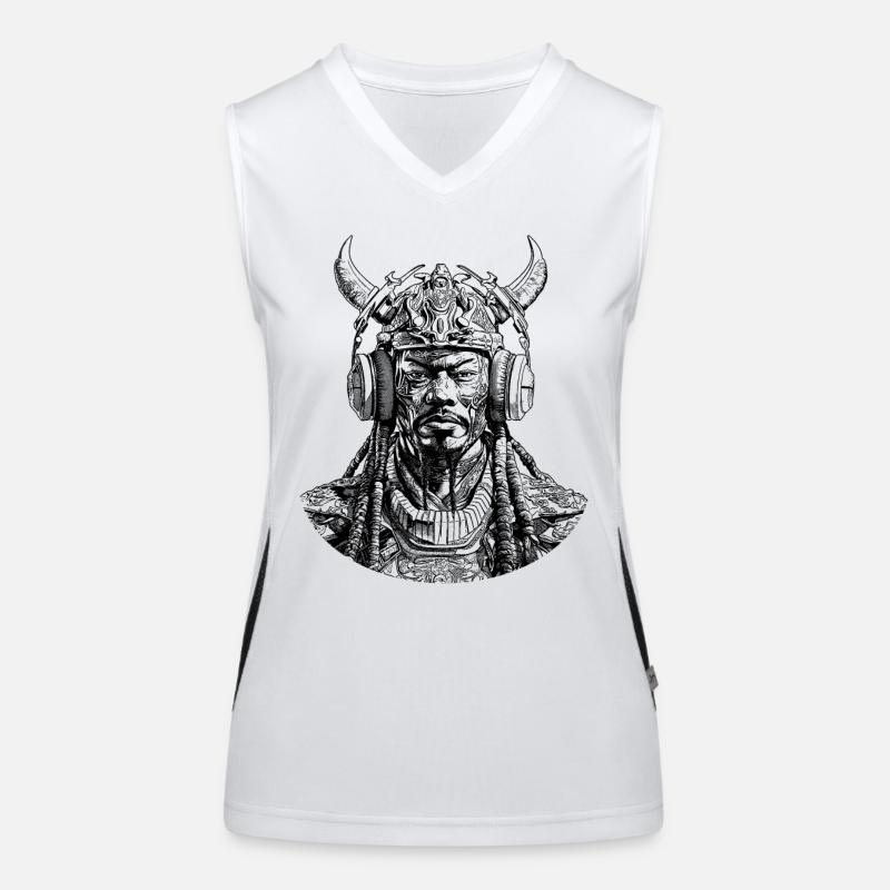 Samurai Style & Musik: Stilvolles Shirt & Rhythmus Funktionelles Kontrast-Tank Top für Frauen