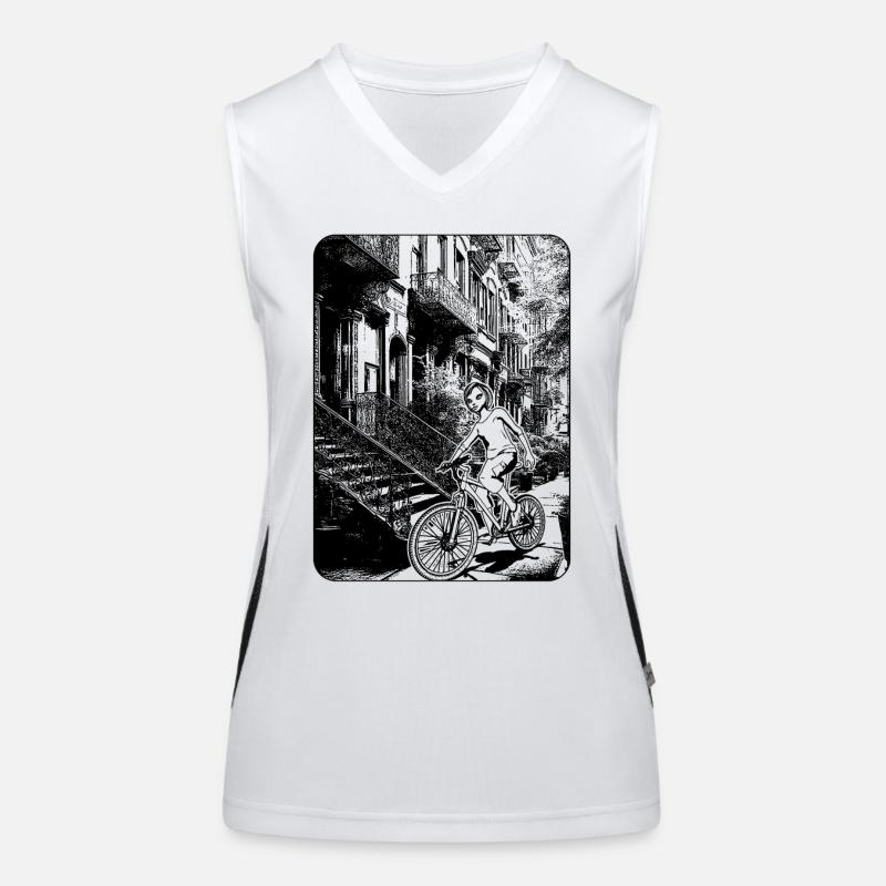 Image de bande dessinée de New York : un design distinctif pour les motards Débardeur respirant contrasté Femme