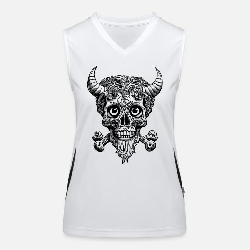 Skull riff: Rockabilly vibes in comic harmony. Women's Functional Contrast Tank Top