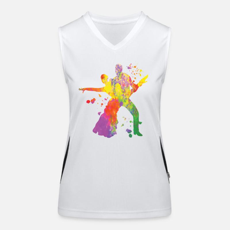 Latin Dancing Couple Watercolor Dancer Women's Functional Contrast Tank Top