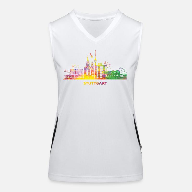 Stadtbild Stuttgart Skyline Stuttgarter Funktionelles Kontrast-Tank Top für Frauen