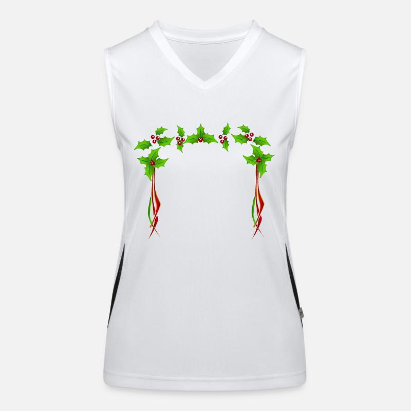 Christmas Holly frame Women's Functional Contrast Tank Top