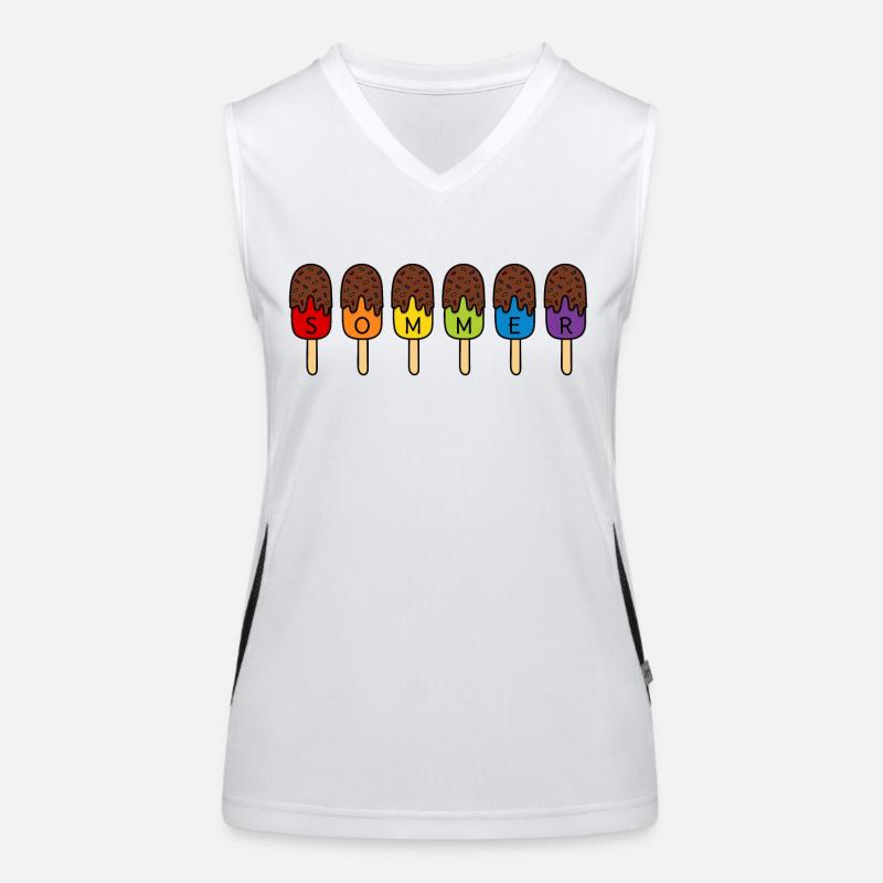SOMMER EIS ESSEN REGENBOGEN BUNT SCHOKO EIS Funktionelles Kontrast-Tank Top für Frauen