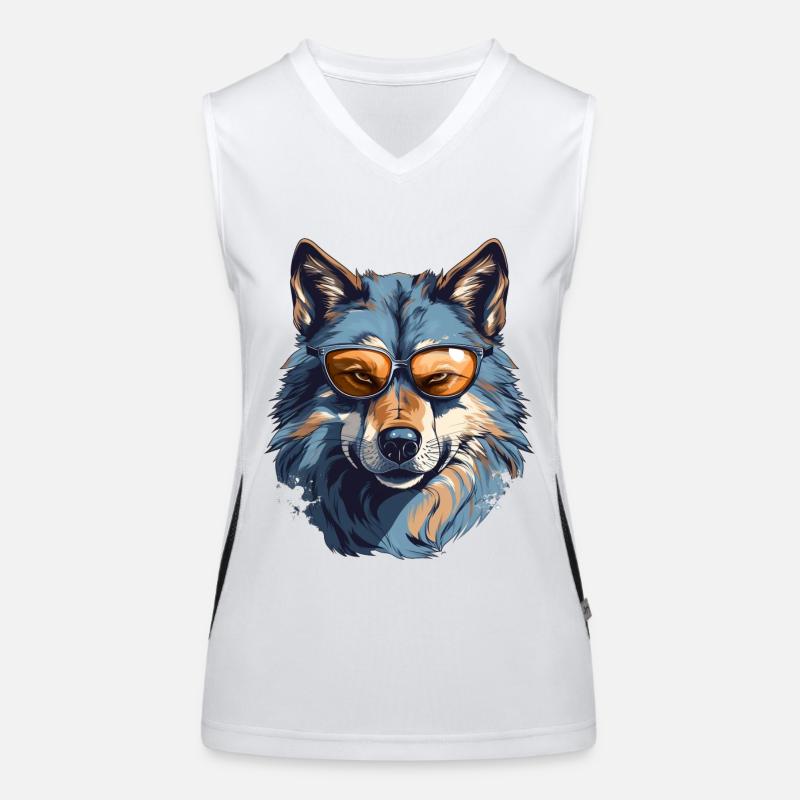 Gray wolf in street style | Wolf lovers Women's Functional Contrast Tank Top