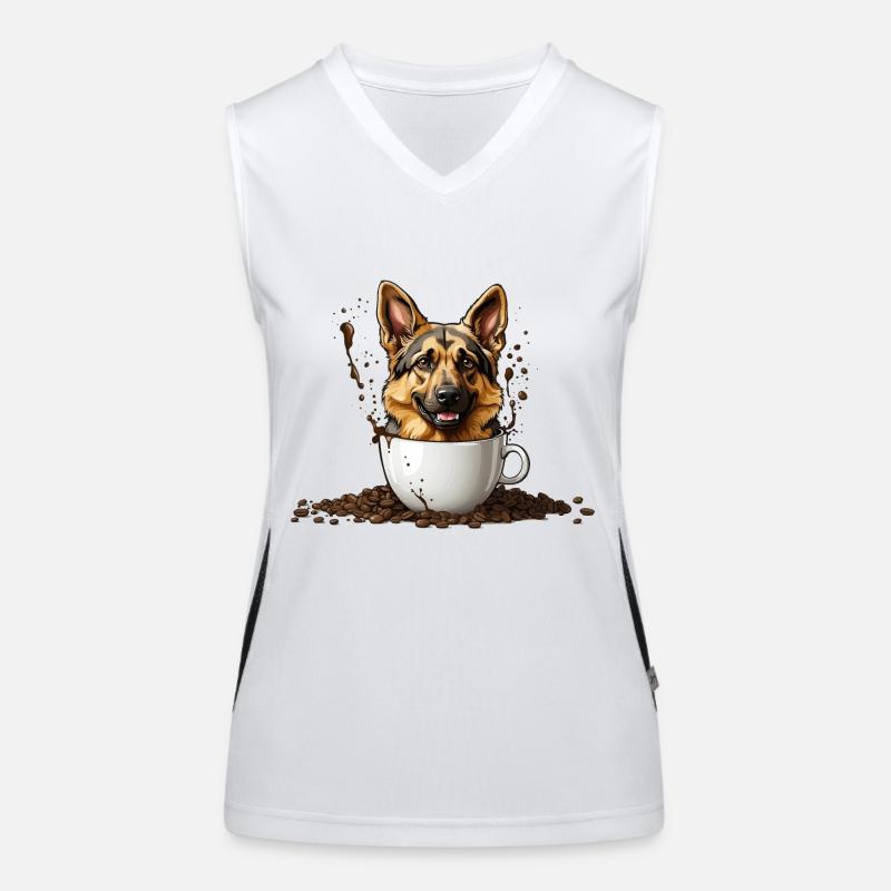 KAFFEE DEUTSCHER SCHÄFERHUND Funktionelles Kontrast-Tank Top für Frauen